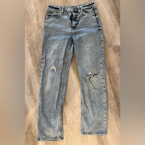 GAP Sky High 90s Loose Jeans Distressed Light Wash High Rise - Picture 2 of 4